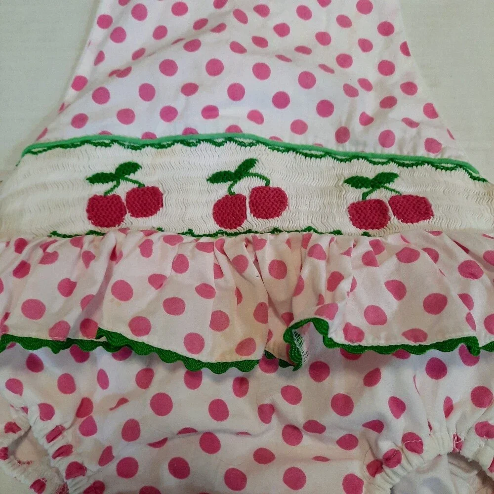Babeeni Girls Smocked Cherry Sunsuit 4/5